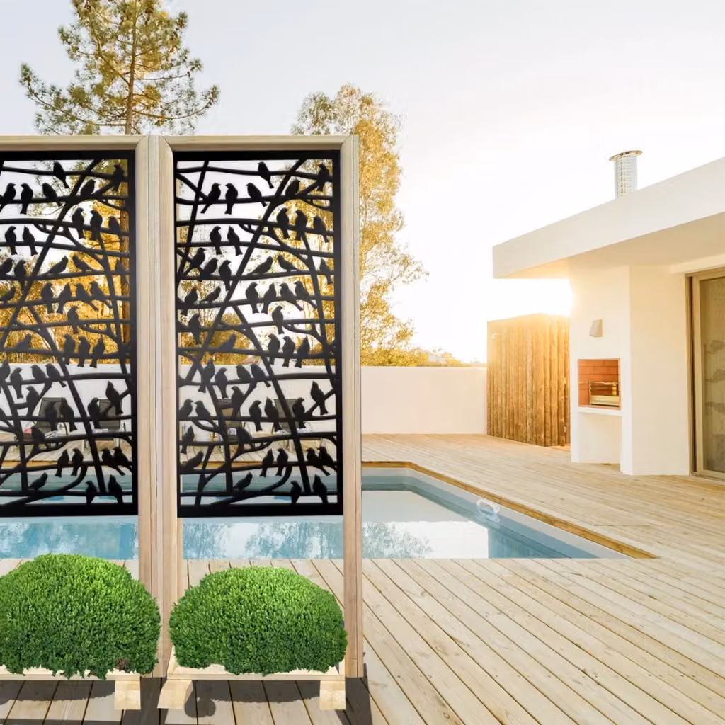 Signorbit BIRDS Separè Paravento modulabile in Legno e PVC Colore Nero L: 70 cm, H: 190 cm – 2