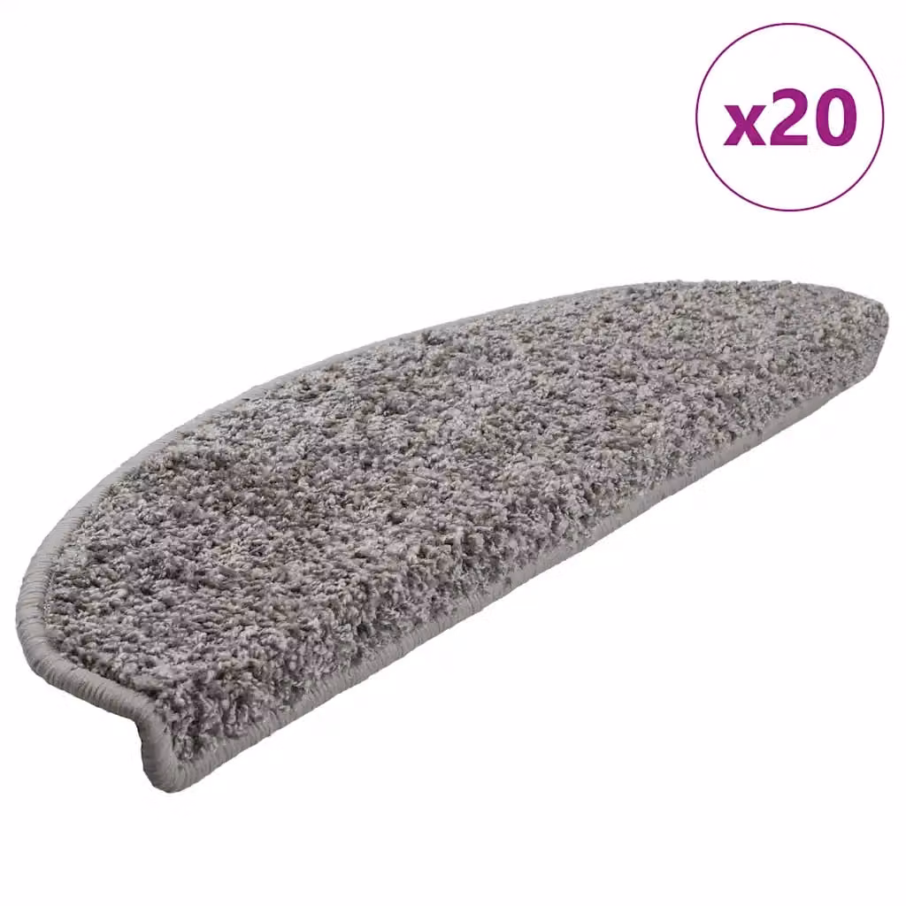 Set di 20 tappetini per scale semicircolari vidaXL, colore grigio, L: 65 cm, P: 40 cm, H: 4 cm, antiscivolo e fonoassorbenti