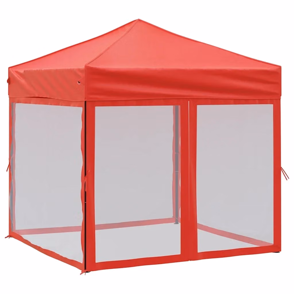 Tenda Gazebo Pieghevole per Feste con Pareti Laterali Rossa 2x2 m – 2