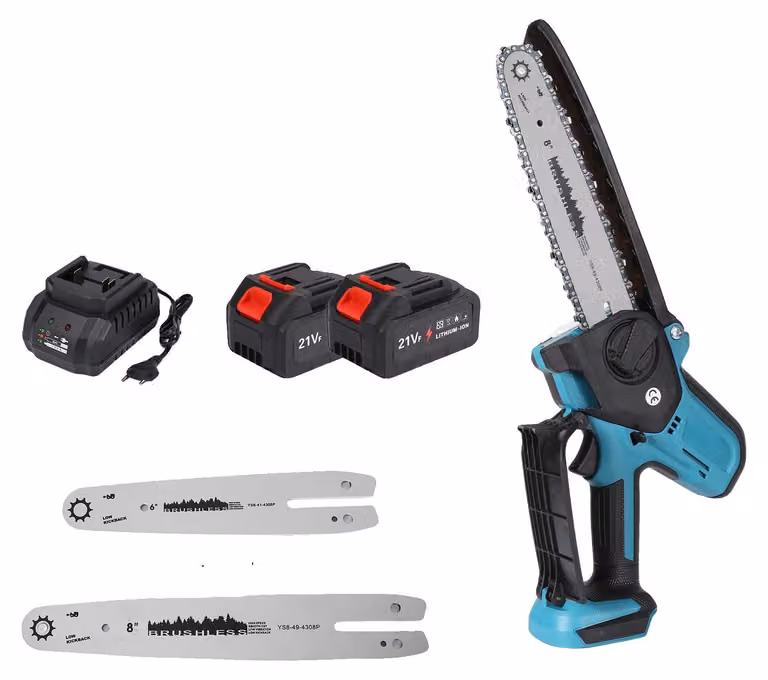 Troncatrice a catena, motore brushless, regolazione senza utensili, 2 batterie
