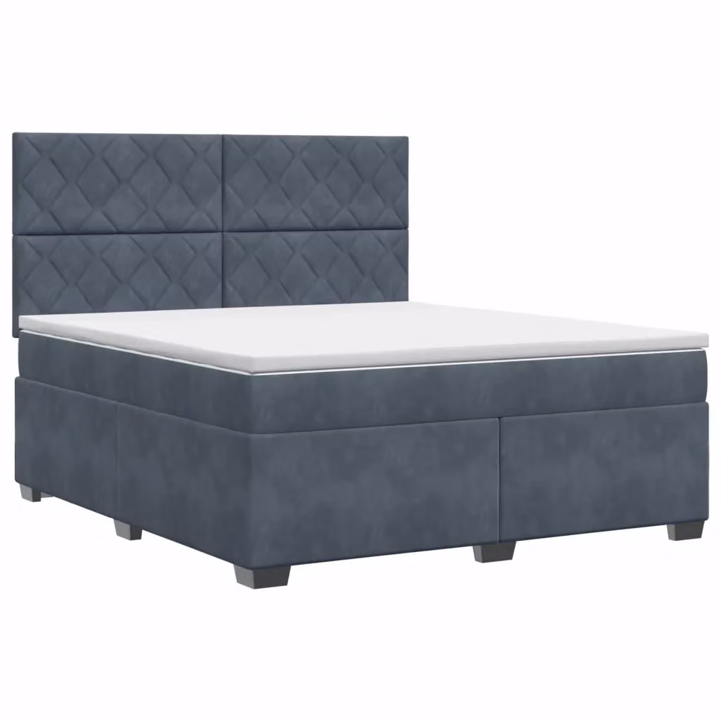 Letto box spring con materasso ibrido vidaXL in velluto grigio L: 180 cm, P: 200 cm – 2