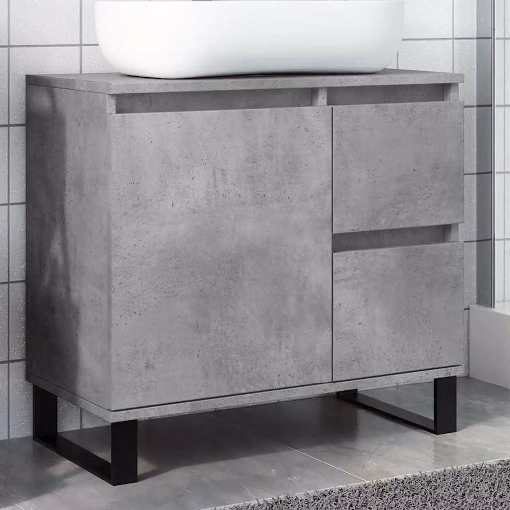Armadietto da bagno sospeso vidaXL in stile industriale, colore grigio, L 65 cm x P 33 cm x H 60 cm
