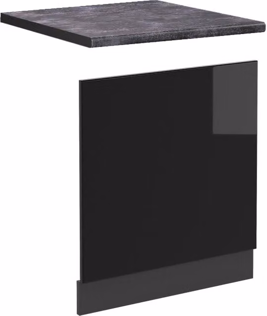 Pannello frontale Vicco R-Line in plastica nero lucido e antracite, Larghezza: 60 cm