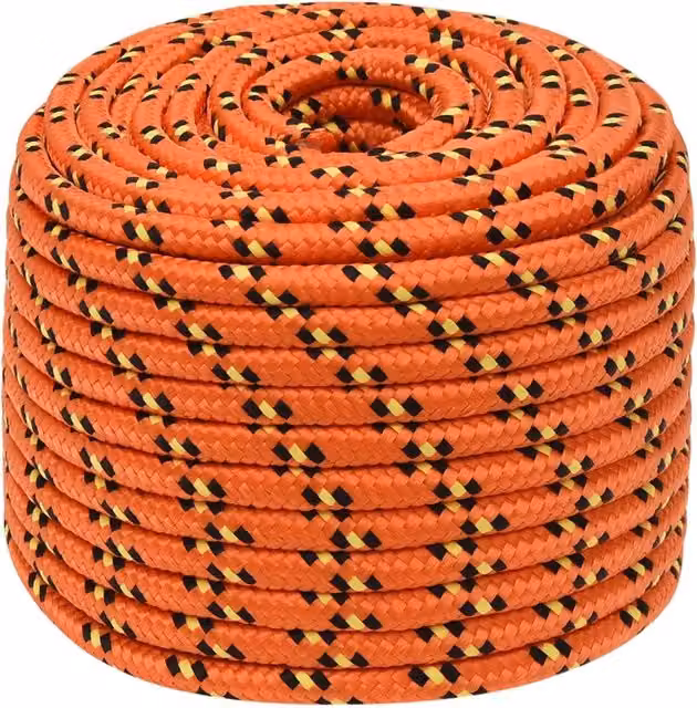 Corda in polipropilene arancione per barca, diametro 12 mm, lunghezza 250 m