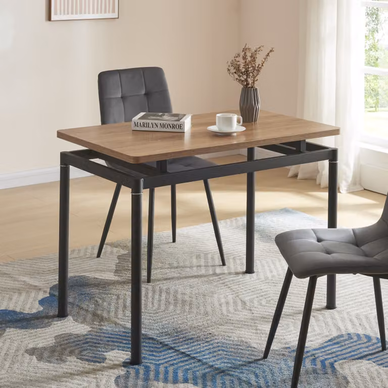 Tavolo da pranzo 'Hemnes' per 4 persone 100 x 60 cm gambe in acciaio aspetto rovere