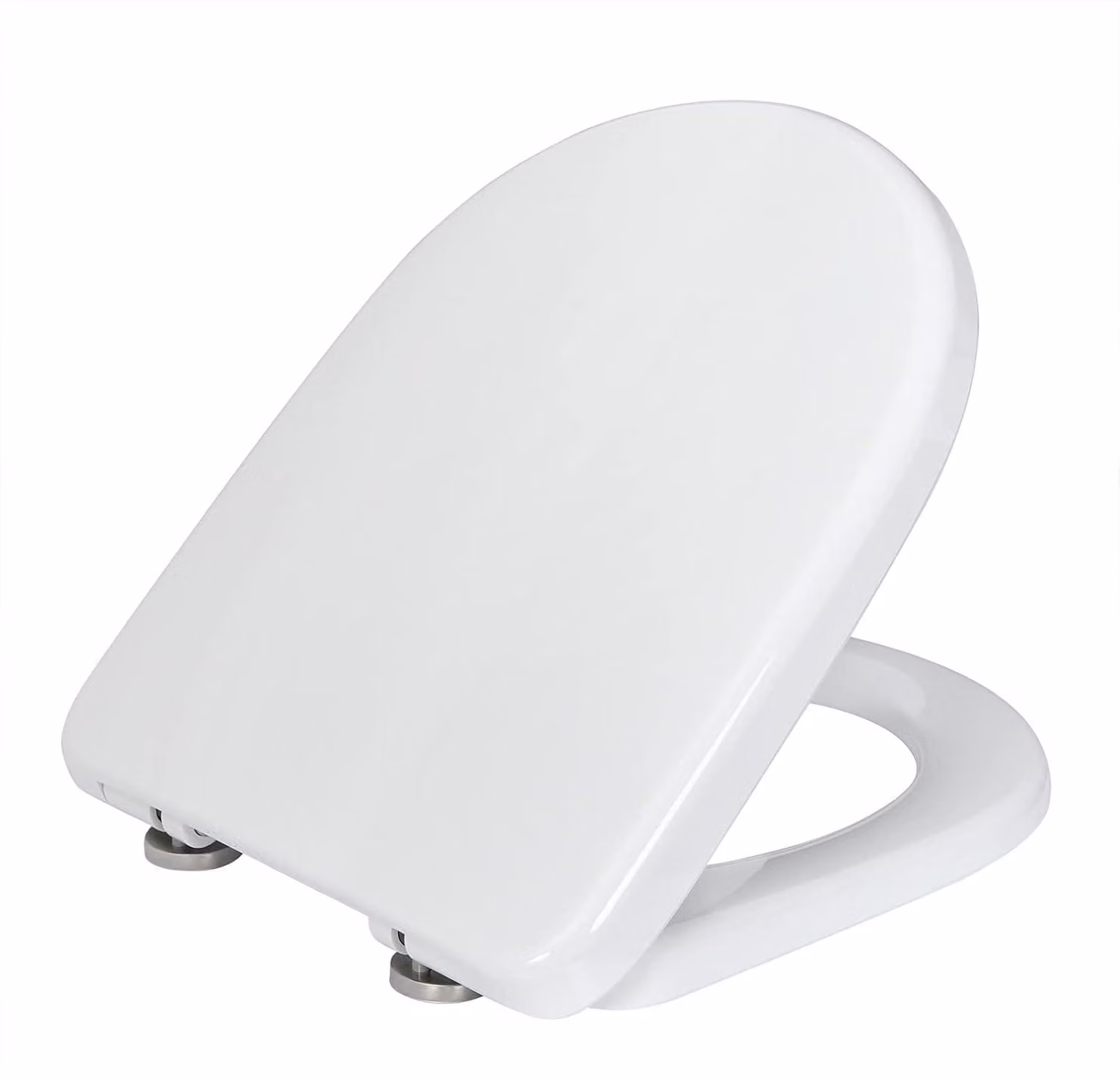 Copertura per WC in plastica bianca, con coperchio e sedile soft-close e pulsante di rilascio rapido. Copertura per WC, antibatterica e impermeabile