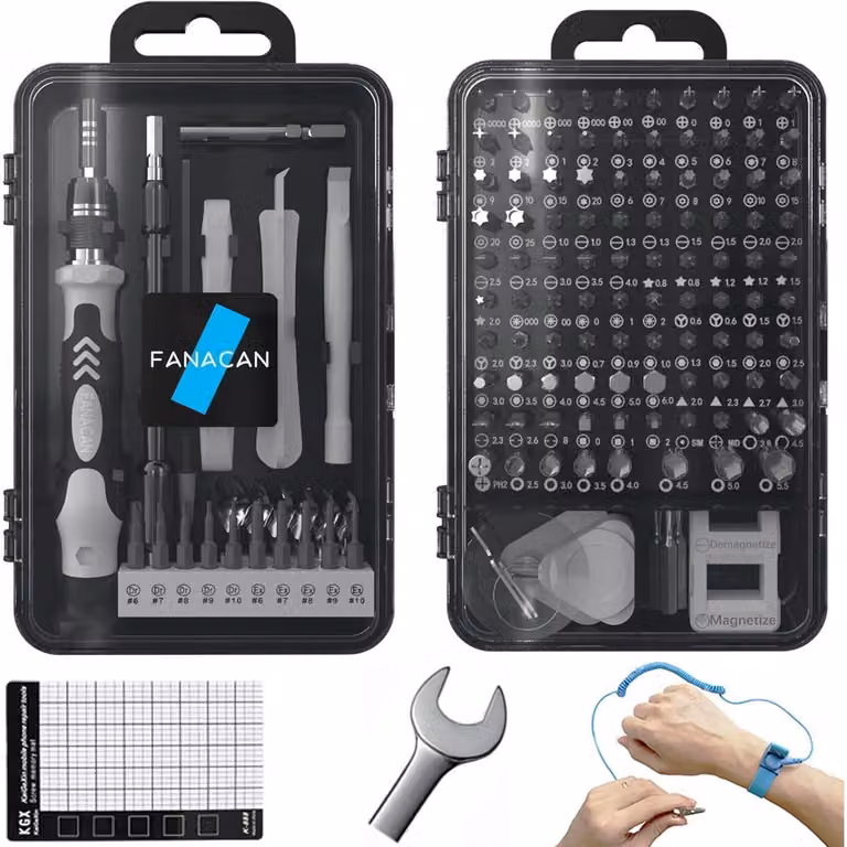 Set di cacciaviti Feinmechaniker, 160 pezzi, kit di strumenti di precisione per riparazioni di elettronica, colore grigio