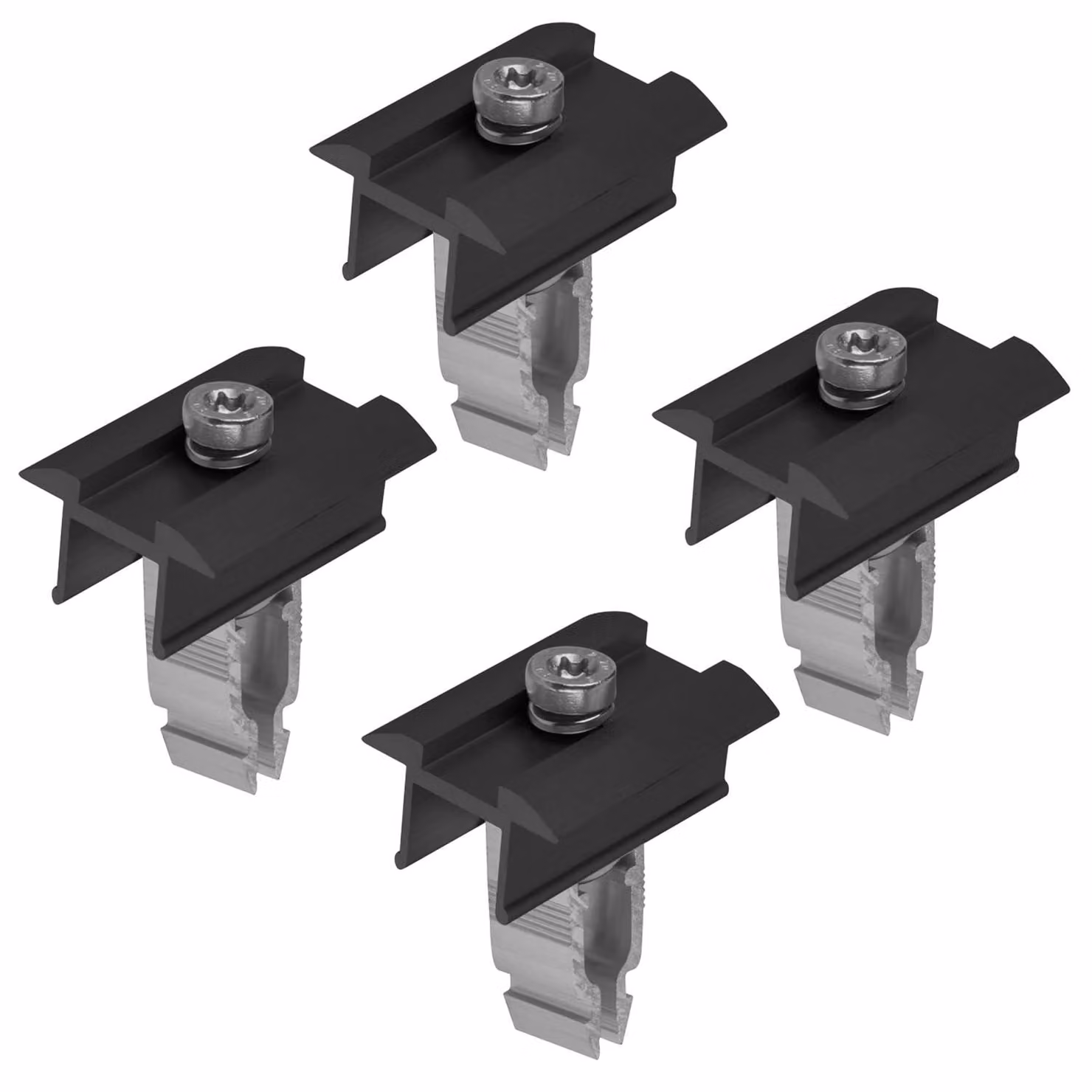 4 morsetti centrali per pannelli solari, in alluminio, da 30 a 45 mm, colore nero