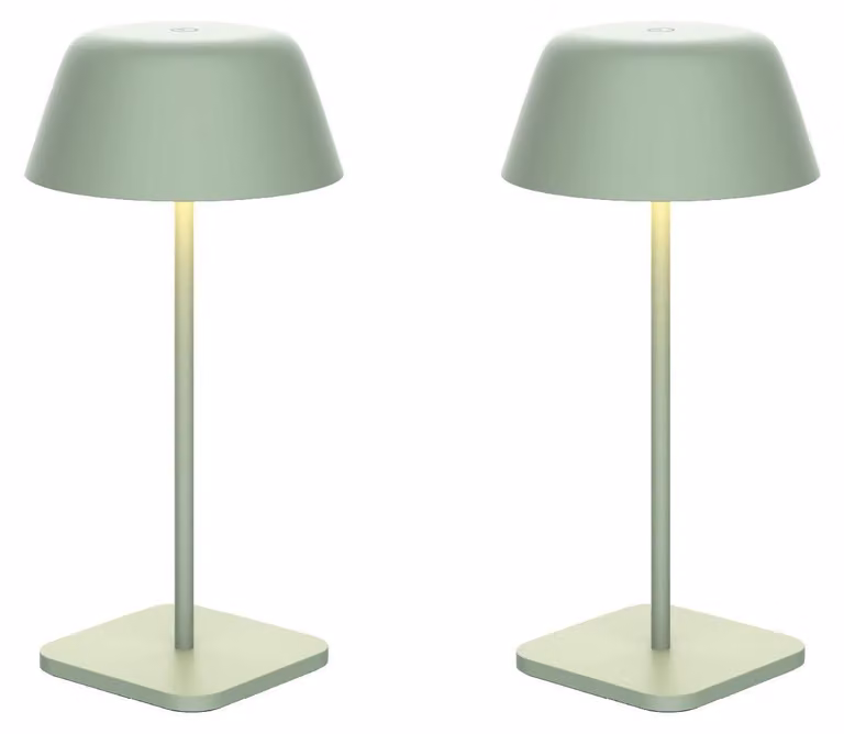 Luxus Europe - Lampada da tavolo Paros - Set da 2 pezzi, verde - Lampada da tavolo senza fili, adatta per interni ed esterni – Ricaricabile