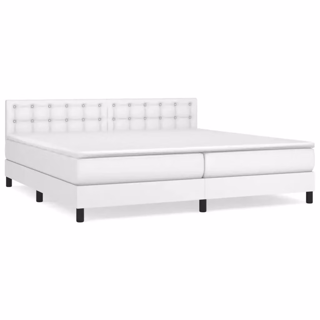 Letto matrimoniale con giroletto a molle e materasso ibrido vidaXL in similpelle bianco L/P/H: 200 x 200 x 88 cm – 2