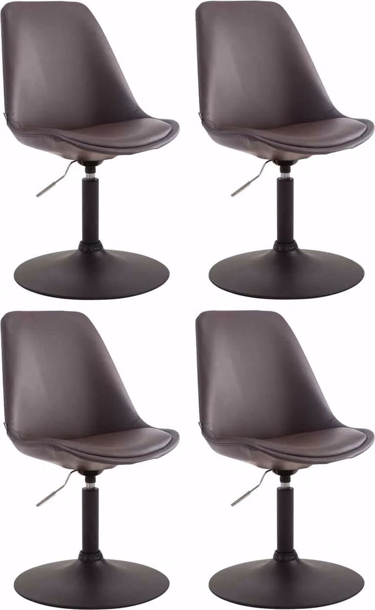 Set di 4 sedie da pranzo CLP Maverick in ecopelle, girevoli e regolabili in continuo, colore marrone; struttura nera