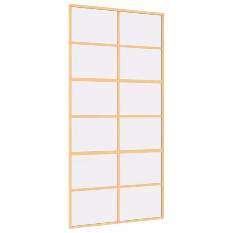 Porta Scorrevole Oro 102,5x205 Vetro Trasparente ESG Alluminio
