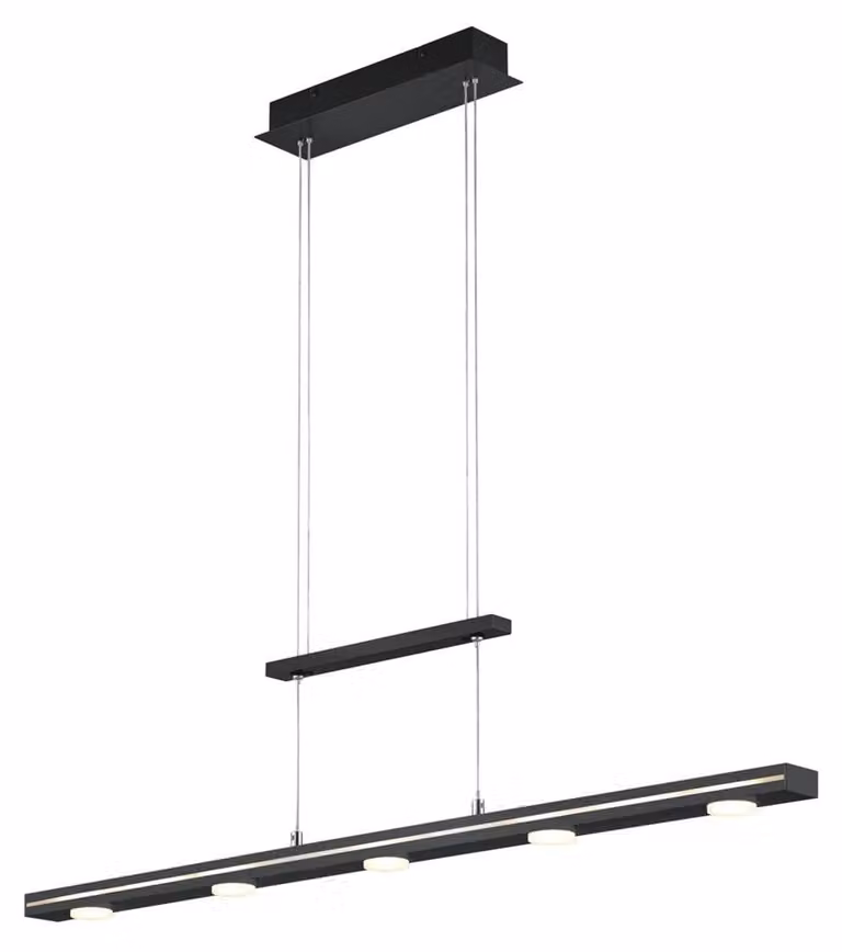 Lampada a sospensione LED Lacal, metallo nero opaco, 7 x 3,5W, dimmer touch