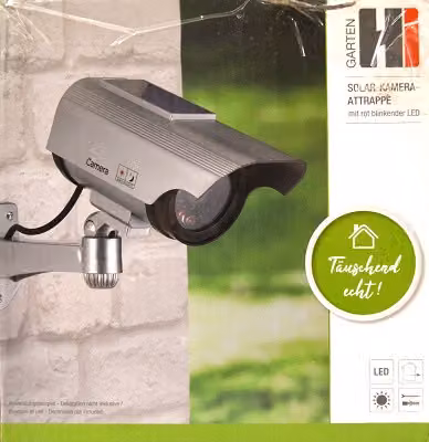 Telecamera fittizia solare con obiettivo con luce lampeggiante impermeabile