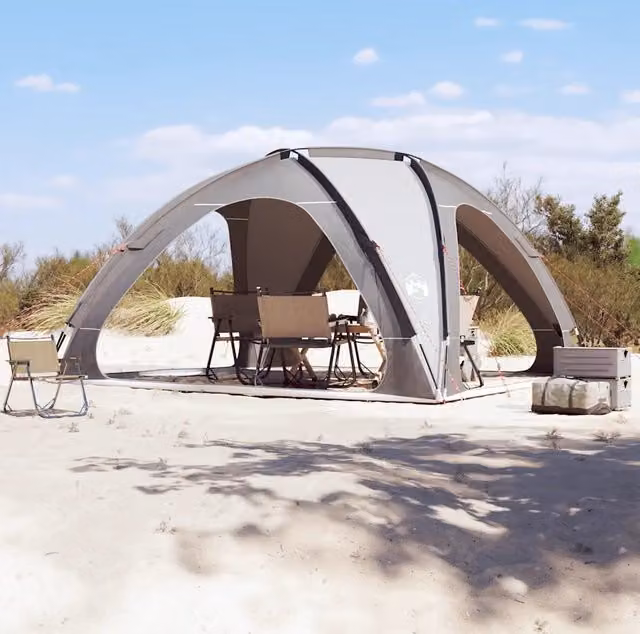 Tenda da campeggio a cupola impermeabile grigia per adulti in poliestere e fibra di vetro L/P/H: 435 x 244 x 11 cm