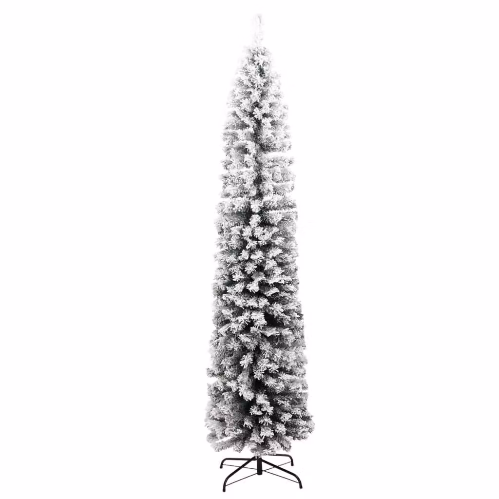 Maison Exclusive - Albero di Natale artificiale slanciato con effetto neve, verde, 210 cm, PVC