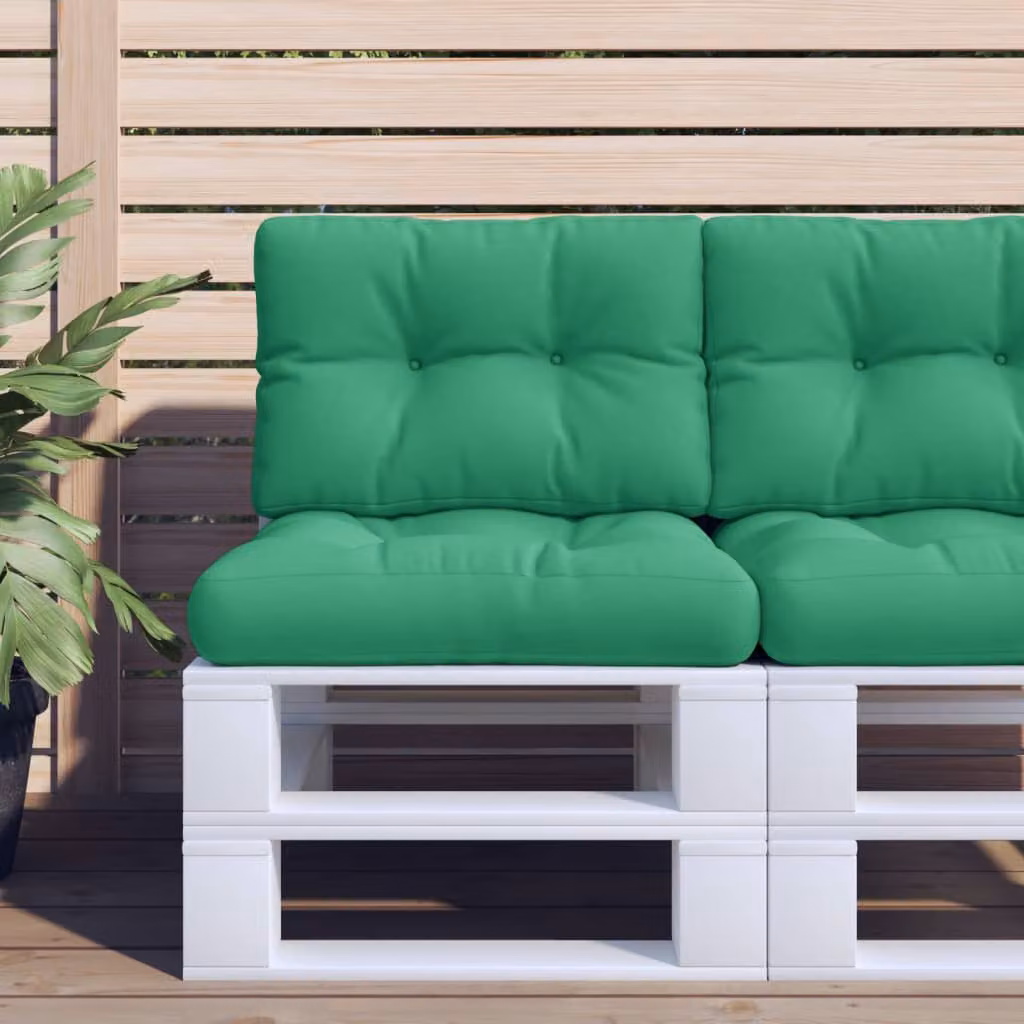 Set di 2 cuscini per pallet vidaXL verdi in poliestere idrorepellente e resistente ai raggi UV, forma rettangolare, L/P/H: 60 x 40 x 12 cm