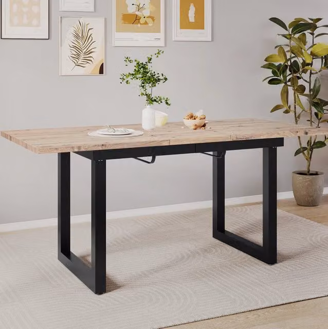 Tavolo da pranzo estensibile 140/180x80x75 cm MDF effetto rovere e nero industriale