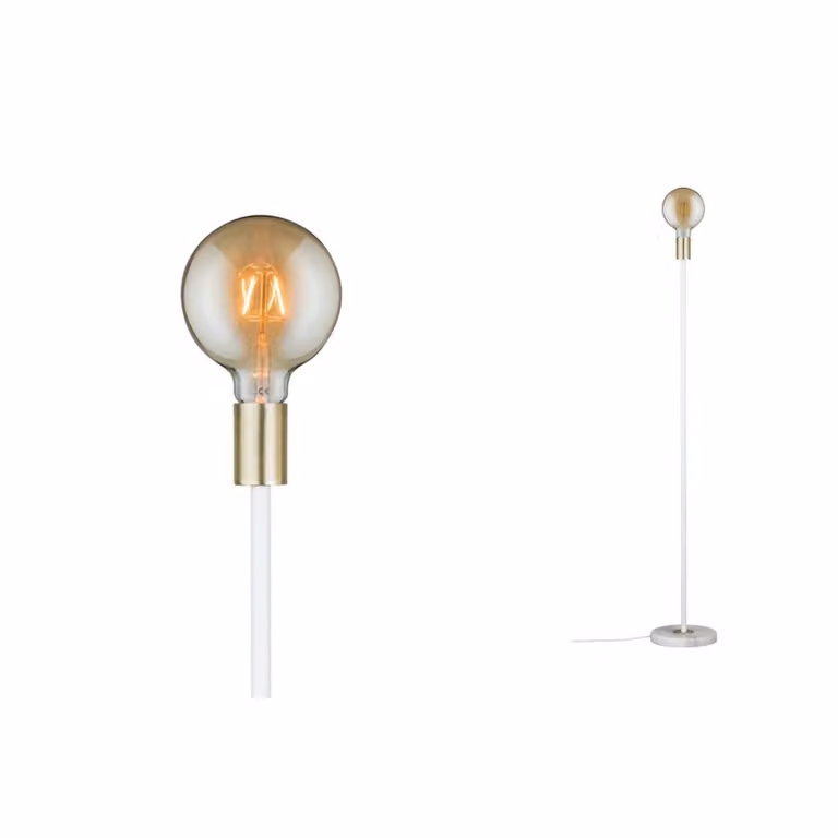 Lampada da terra Paulmann Nordic Nordin, max. 1x20W, attacco E27, bianco/oro opaco, 230V, marmo/metallo