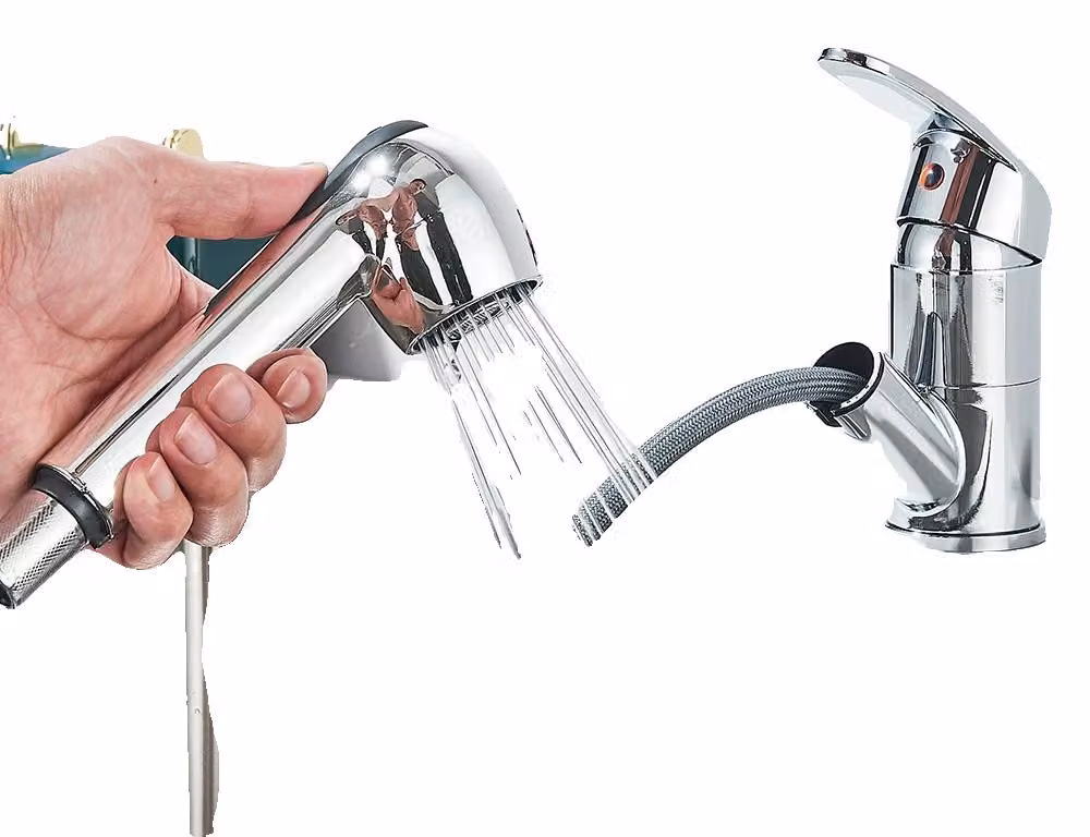 Rubinetto per lavello da cucina, cromato, miscelatore per acqua calda e fredda, finitura cromata