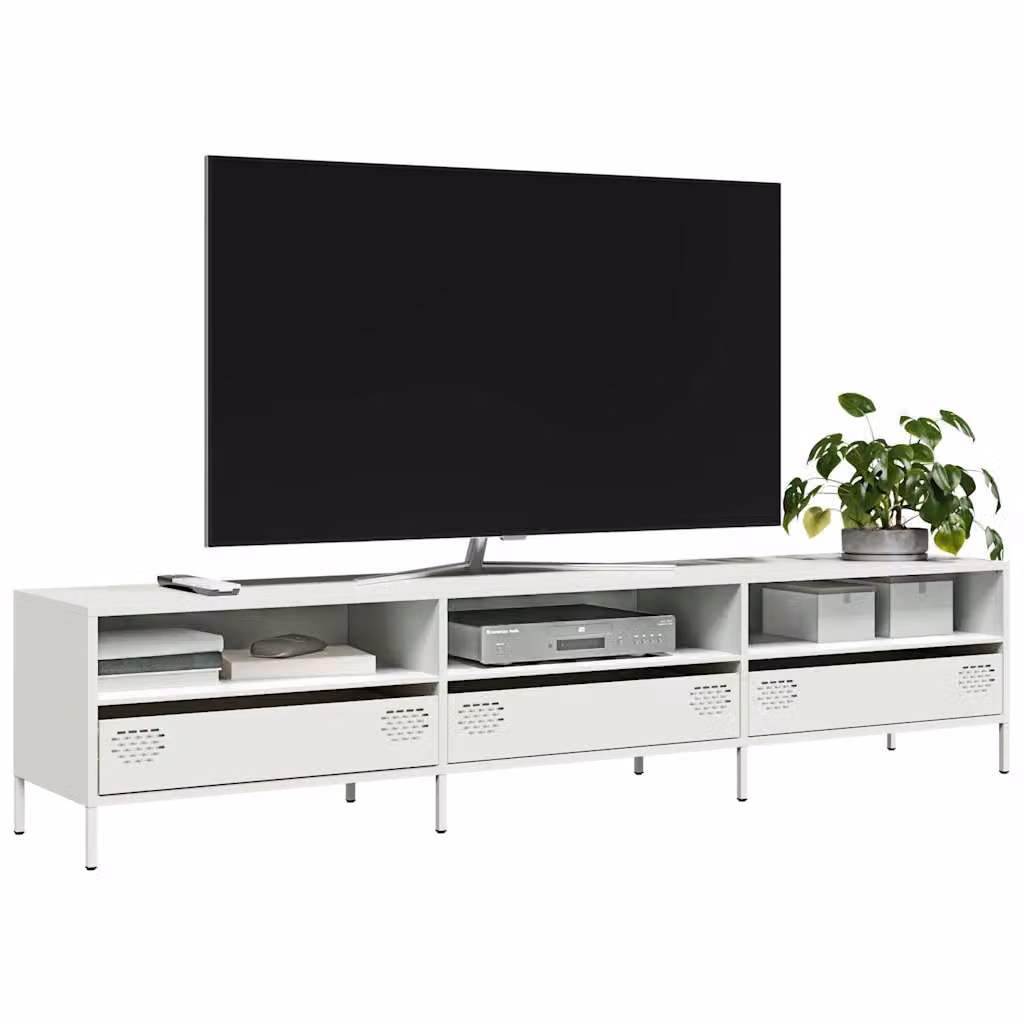 Mobile TV vidaXL in metallo bianco L: 202 cm, P: 39 cm, H: 43,5 cm – 1