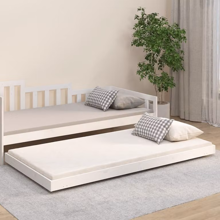 The Living Store Letto in legno massiccio bianco 80x200 cm pino