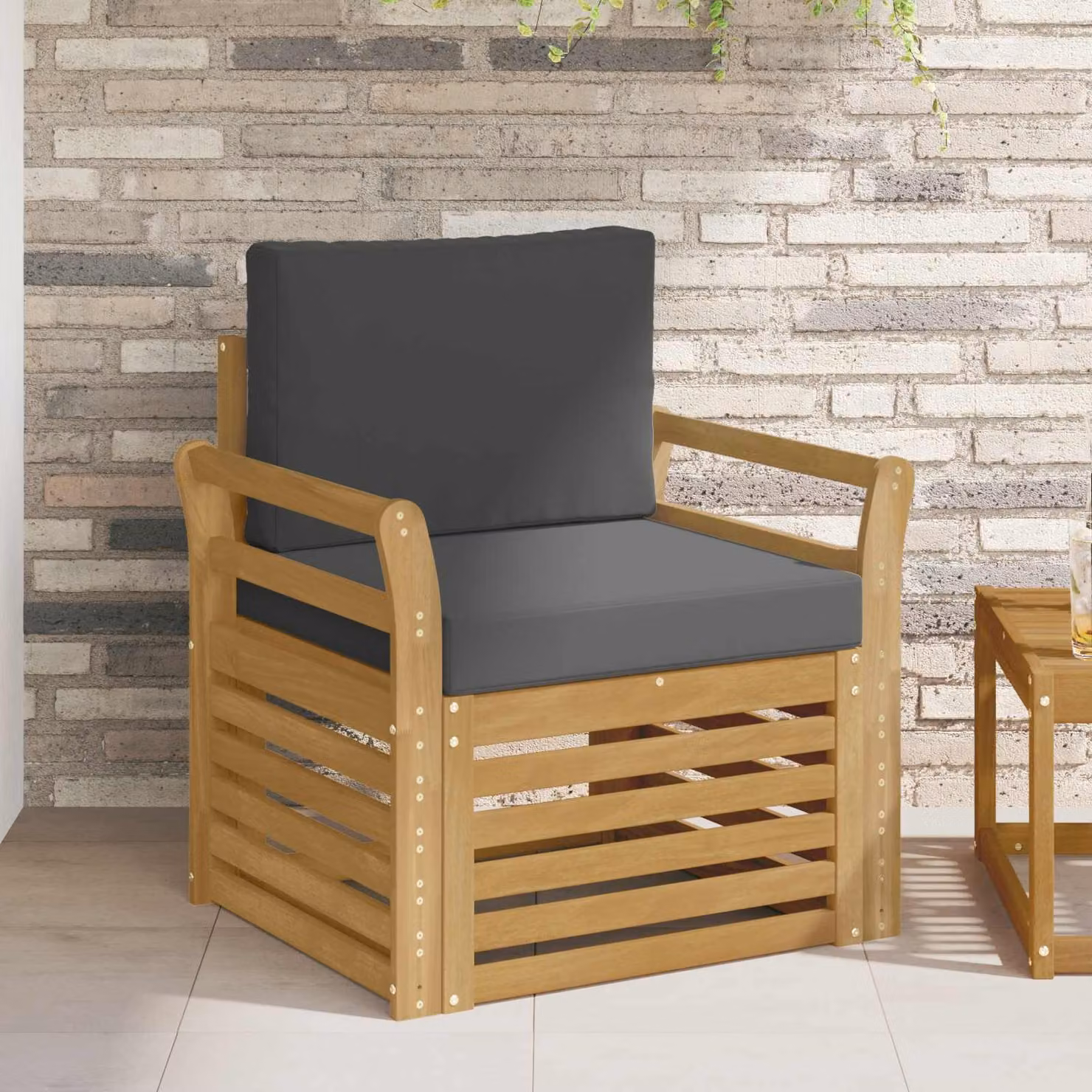 Set di divani da esterno moderni vidaXL in legno di acacia e tessuto bianco