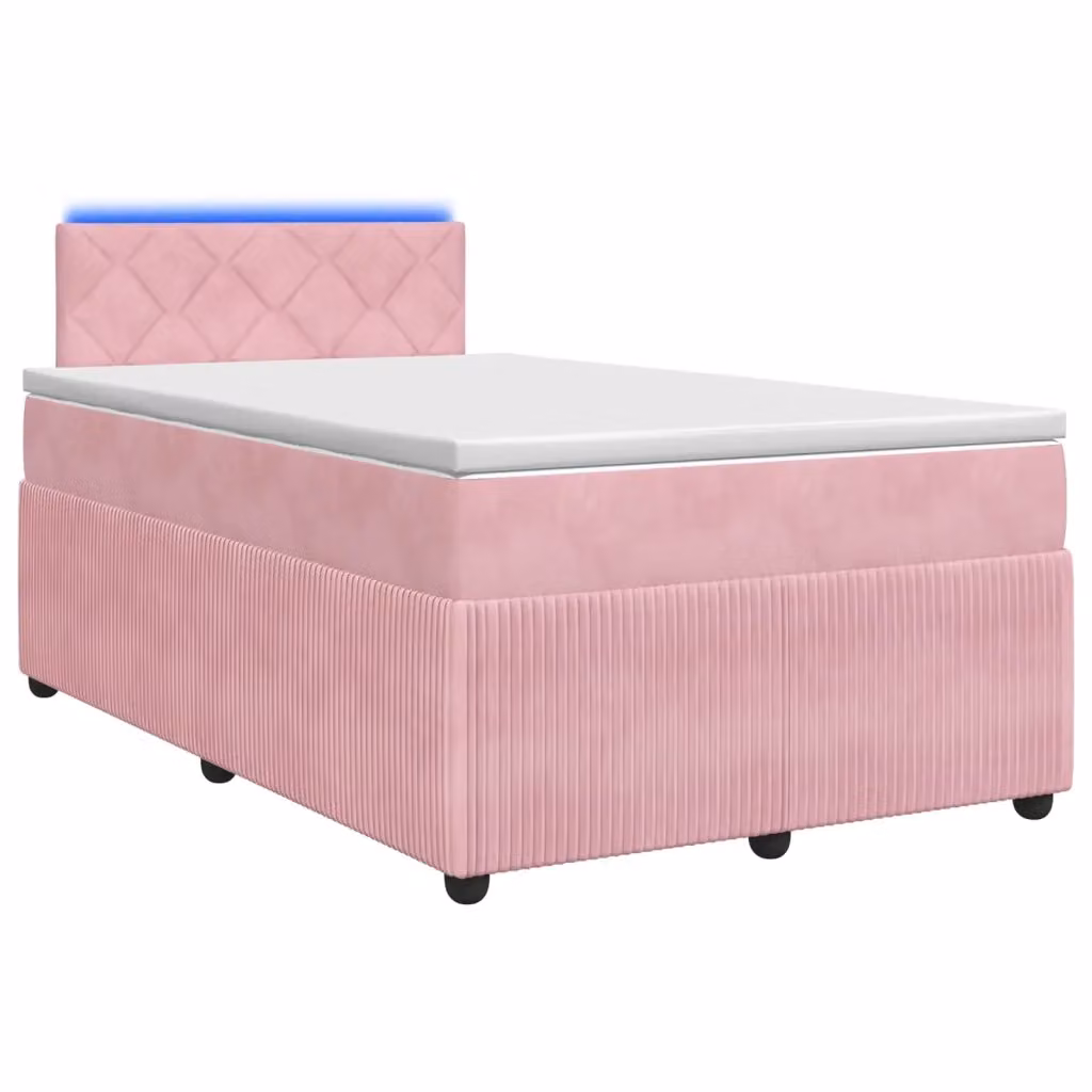 Letto box spring con materasso ibrido vidaXL in velluto rosa con base contenitore e porta USB L/P: 120 x 200 cm – 2