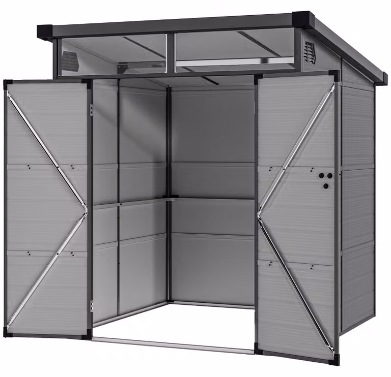 Outsunny capannone in plastica 3,24m³ 190x191x215cm capanno per attrezzi con tetto monofalda