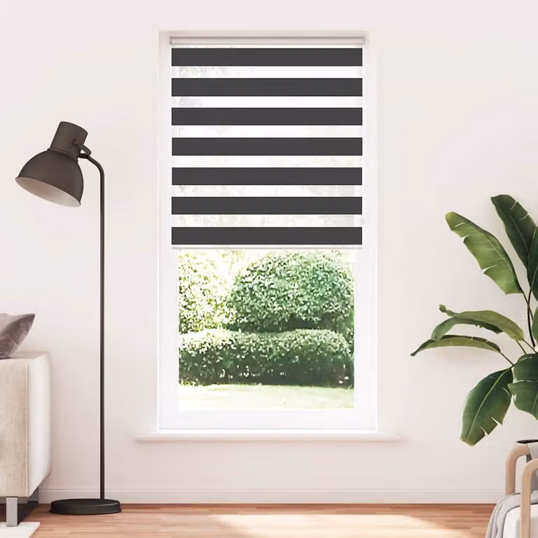 vidaXL Tenda a Rullo Zebra Nero Larghezza Tessuto 100,9 cm Poliestere