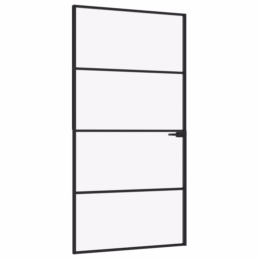 Porta Interna Nera 102x201,5 Vetro Temperato Alluminio Sottile