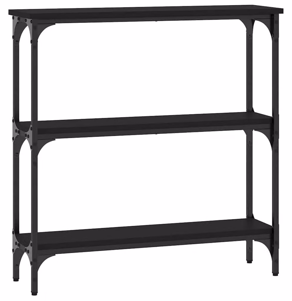 Tavolino consolle in legno e metallo, colore nero