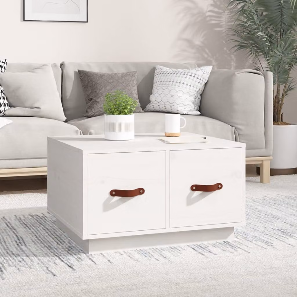 Maison Exclusive - Tavolino bianco, dimensioni 60x53x35 cm, in legno massello di pino