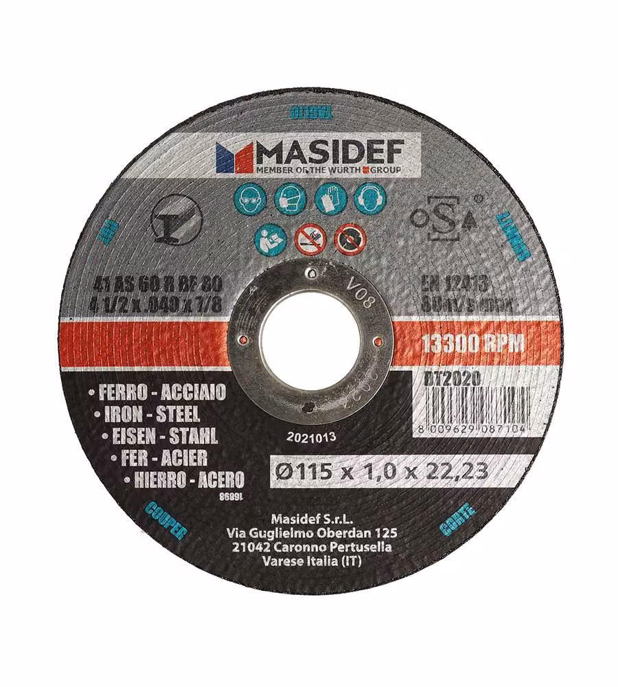 Disco taglio D.115x1,0mm acciaio ferro