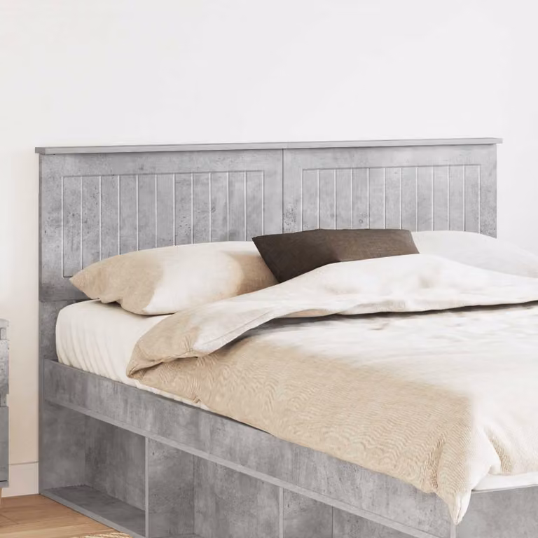Testiera per letto moderna vidaXL in legno ingegnerizzato, Grigio cemento, L: 143 cm, H: 90 cm, P: 10,14 cm