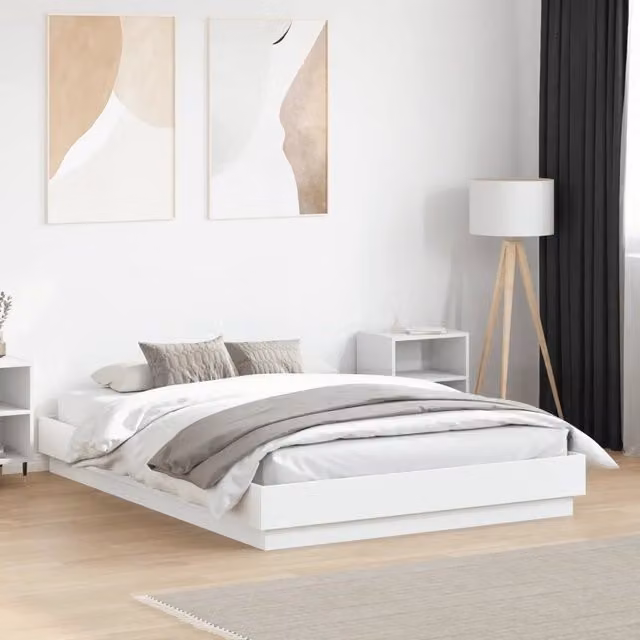 Giroletto-Struttura Letto Bianco 135x190 cm in Legno Multistrato 321493