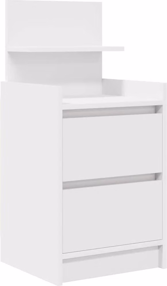 Comodino con 2 Cassetti Bianco 38x34x80 cm