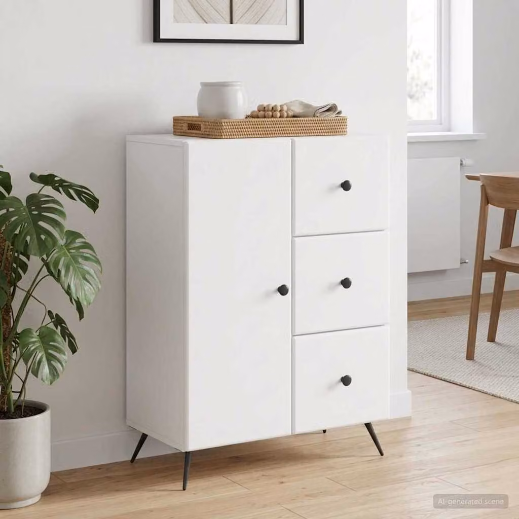 Credenza moderna vidaXL in legno ingegnerizzato bianco L 66 cm x P 34,5 cm x H 90 cm