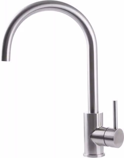 Rubinetto Cucina Miscelatore Monocomando Lavello Canna Tonda Girevole in Acciaio Inox