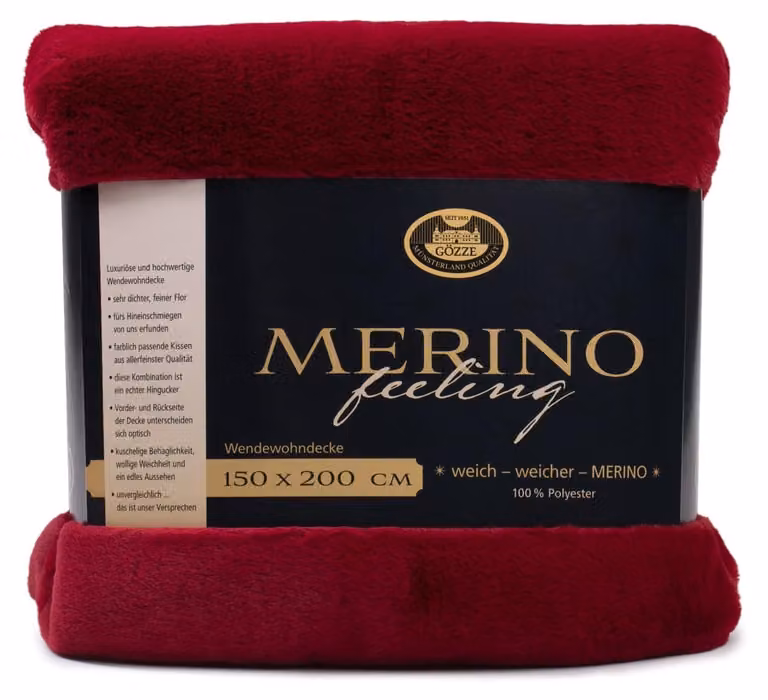 Coperta in Lana, modello "Merinogefühl", 600 g/m², dimensioni 150x200 cm, colore rosso carminio