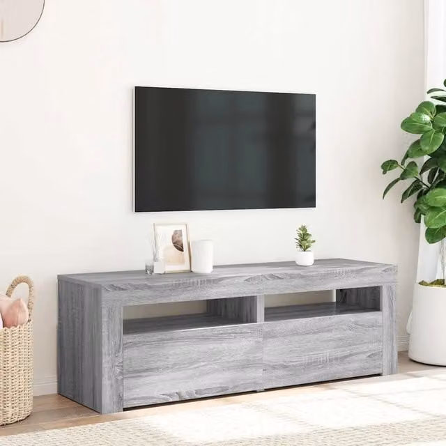Mobile Porta TV Moderno vidaXL con Luci LED Integrate Grigio, L 120 x P 35 x H 40 cm