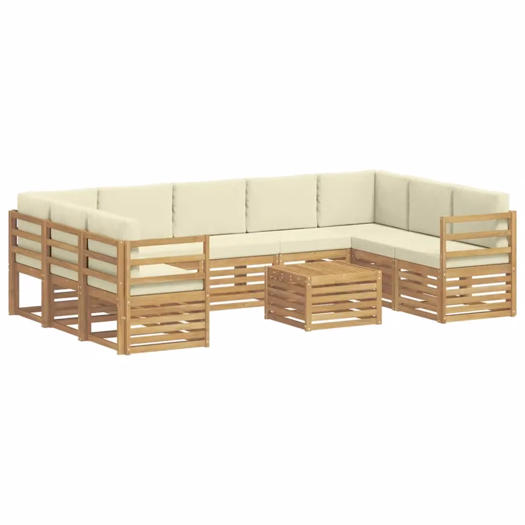 Set di divani da esterno vidaXL a forma di U in legno di acacia con cuscini beige – 2
