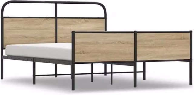 Letto matrimoniale in metallo e MDF color rovere fumo L/P/H: 180 x 200 x 187 cm