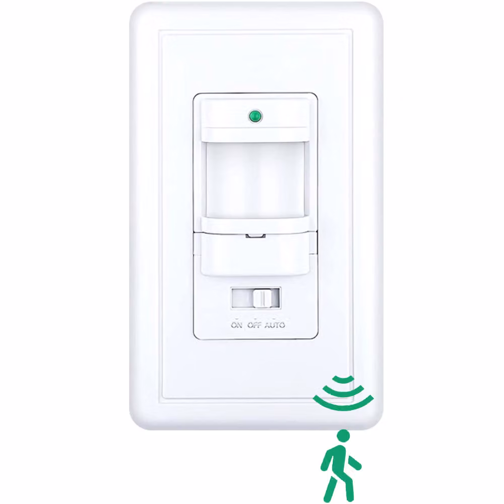 Rilevatore di movimento PIR per interni Interruttore luminoso da incasso a 180°, portata 9 m, 230V, 2 fili, classe energetica A, bianco