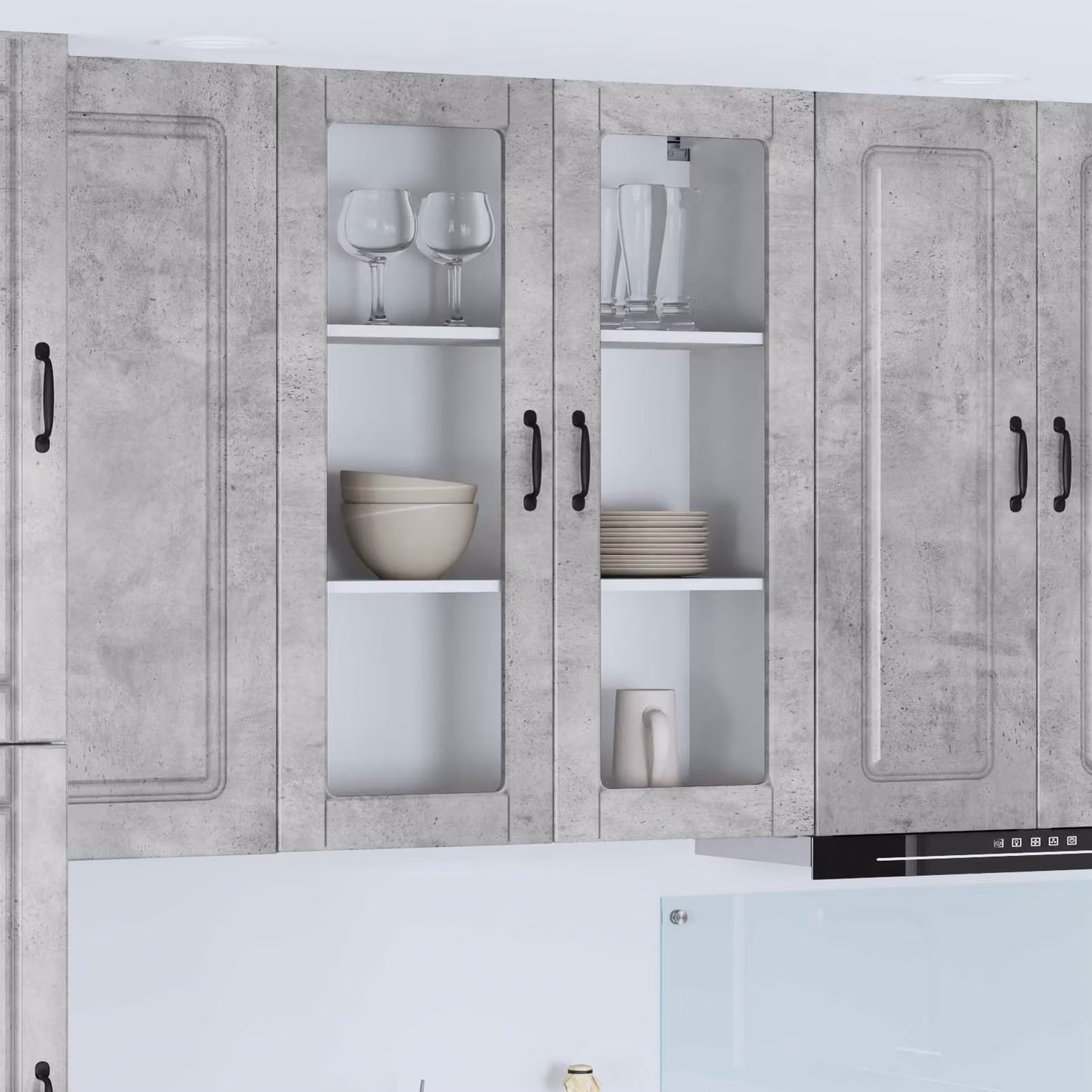 Pensile da cucina moderno vidaXL Kalmar Grigio con ante a battente e ripiani interni L/P/H: 80 x 31 x 100 cm