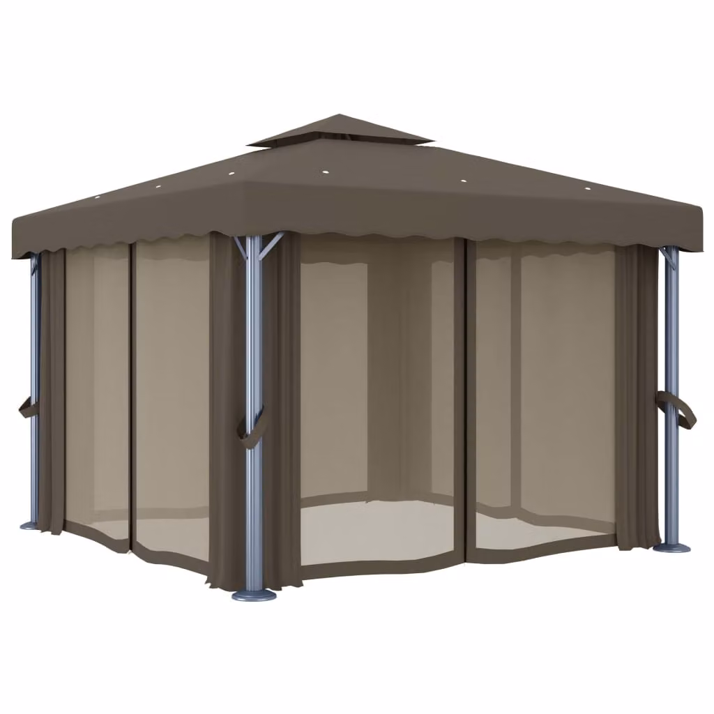 Padiglione con tenda 3x3 m Taupe Aluminium