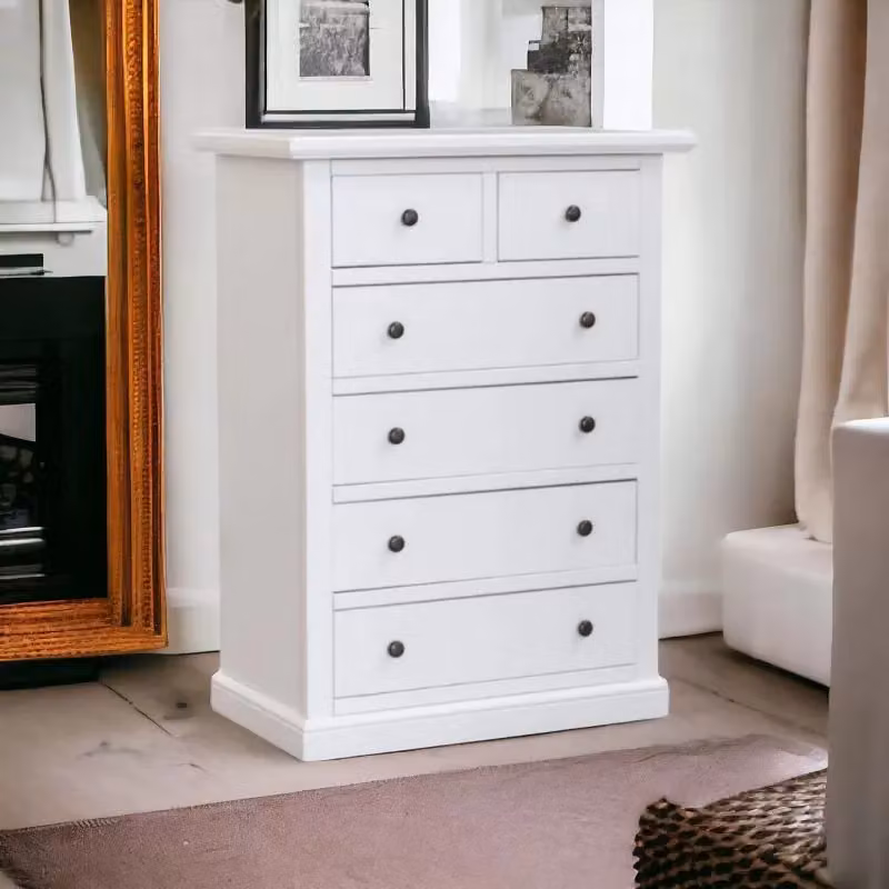 Cassettiera con 6 cassetti in legno stile shabby chic bianco Mobili 2G L/P/H: 62 x 37 x 93 cm – 2