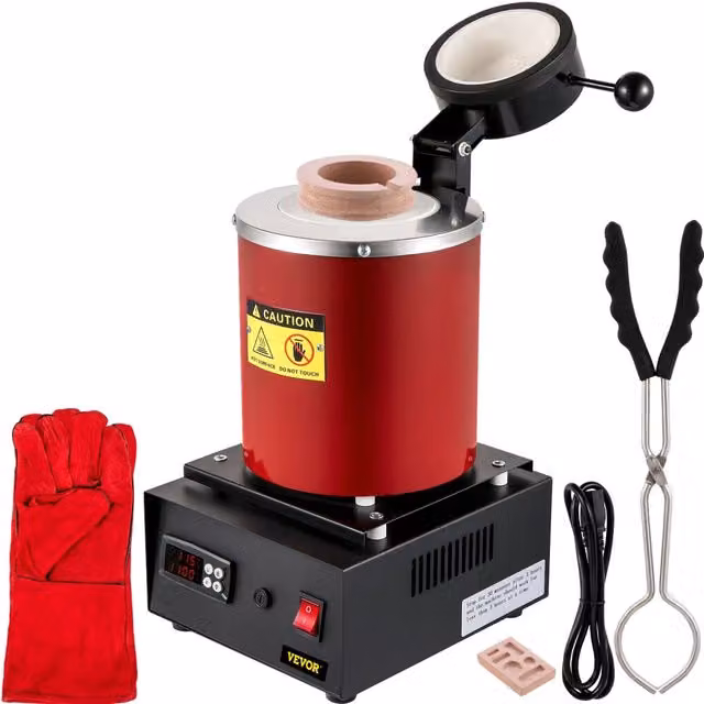 Forno Fusorio Elettrico 1350W GF1100ND3-3KG con Crogiolo 3 kg Max 1150°C per Fusione Metalli Oro Argento Fai da Te
