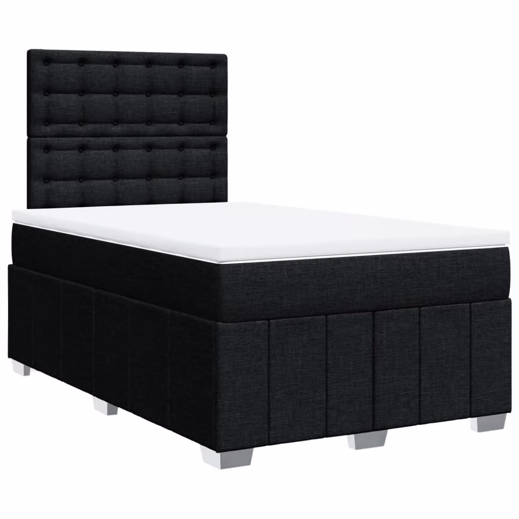 Letto a molle con materasso nero 120x190 cm in tessuto