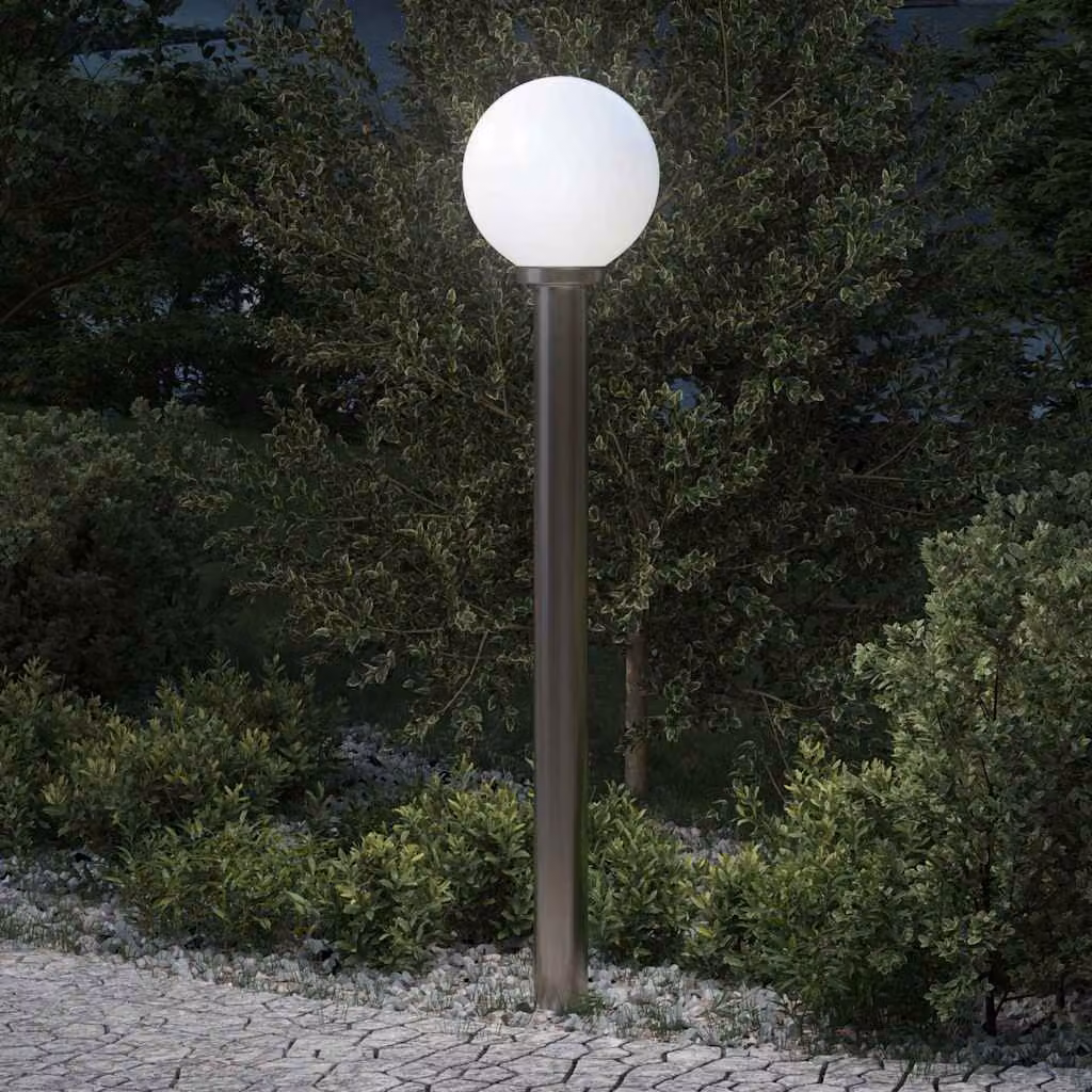 vidaXL Lampada a paletto moderna in acciaio inox color argento, IP44, Altezza: 120 cm